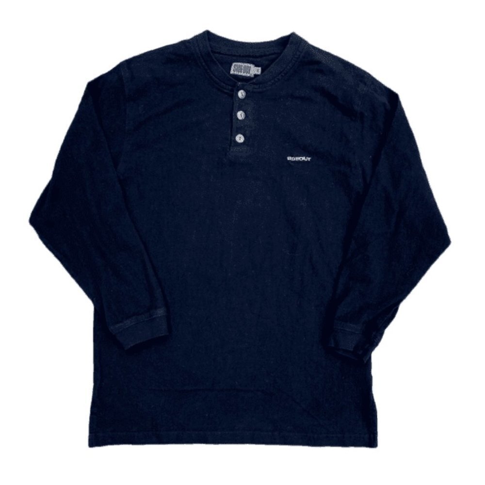 Sideout VTG 90s Embroidered Fit Thick Henley Shirt​​​​​​​